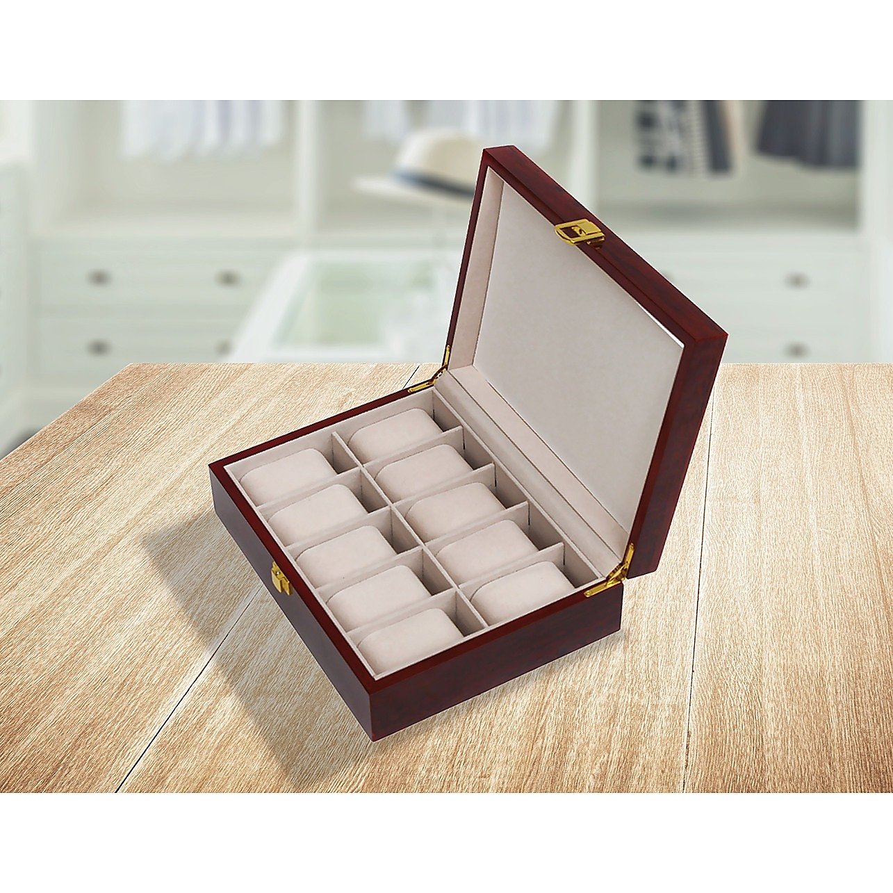 10 Grids Wooden Watch Case and Jewellery Storage Box
