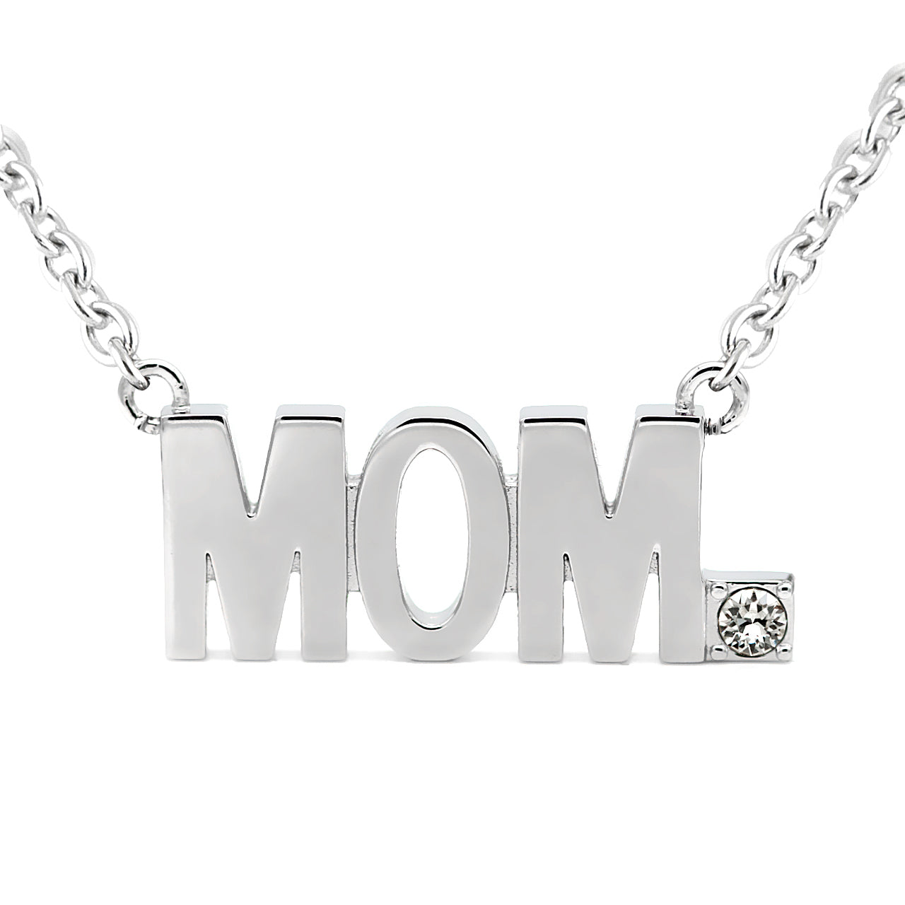 MOM Pendant Block Letter Necklace with Crystal