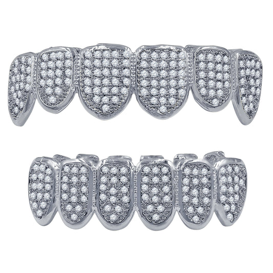 Iced Out Silver Grillz