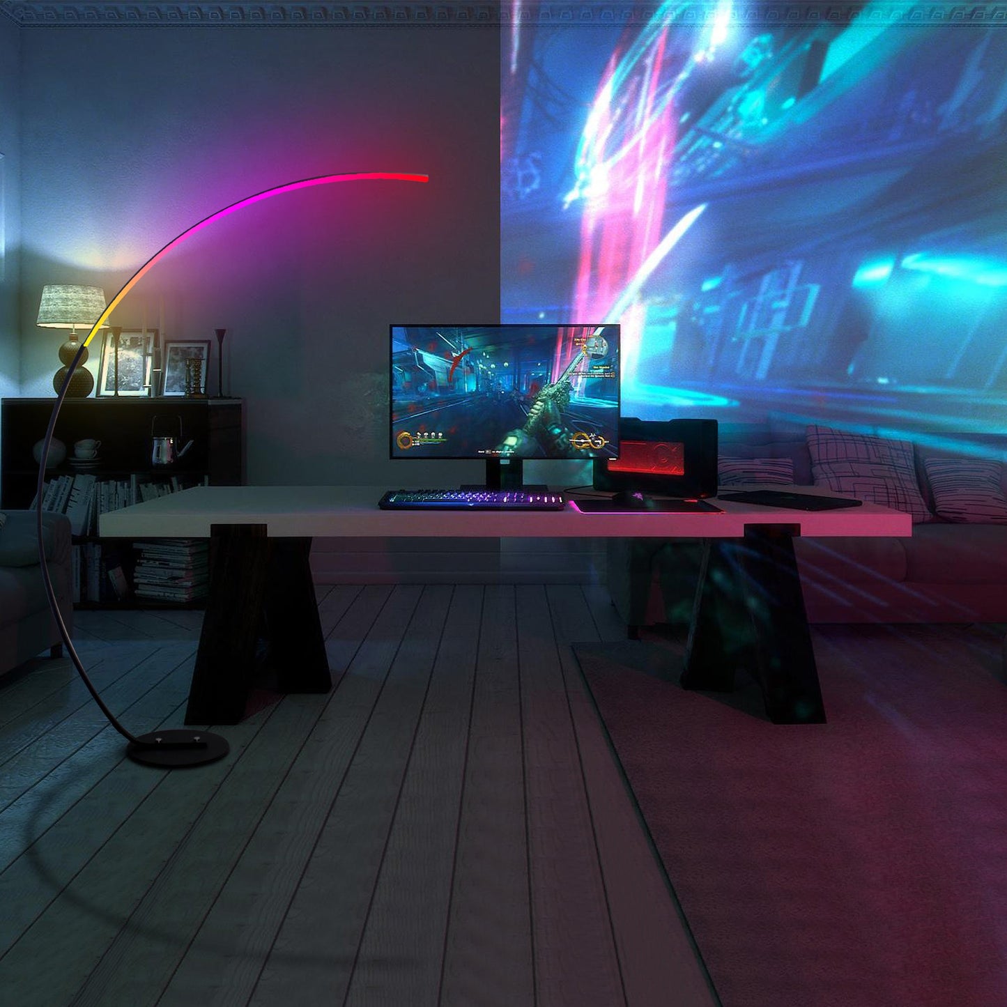 RGBW Modern Curve Floor Lamp for Ambience