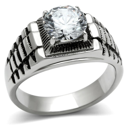 Stainless Steel Ring with Crystal Stone for Men