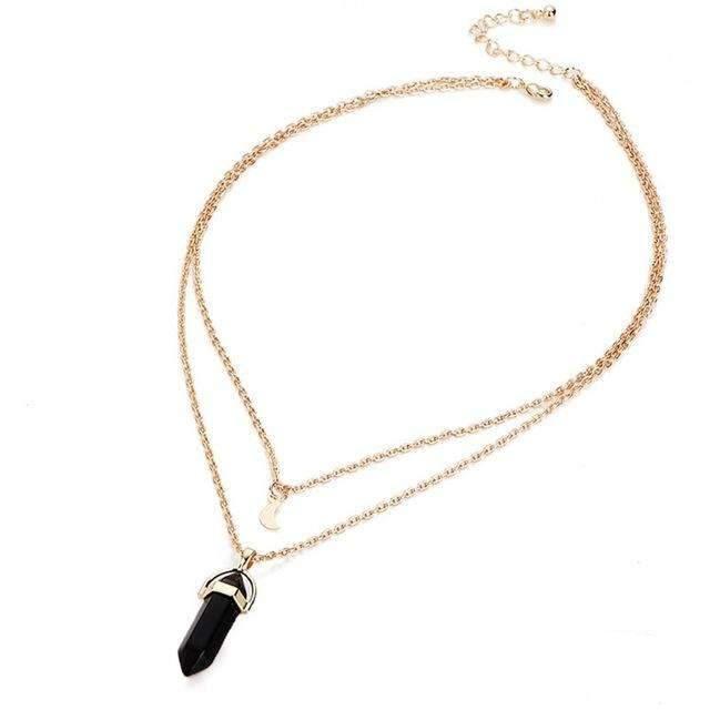 Two Layered Obelisk and Moon Necklace for Ladies