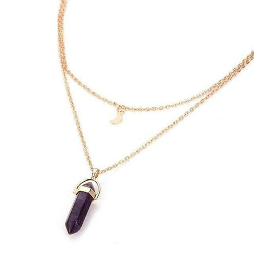 Two Layered Obelisk and Moon Necklace for Ladies