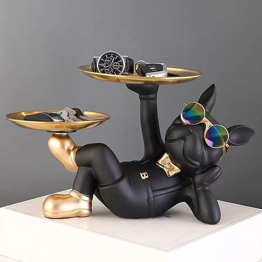 Decoration Cool Dog Showpiece with Plate