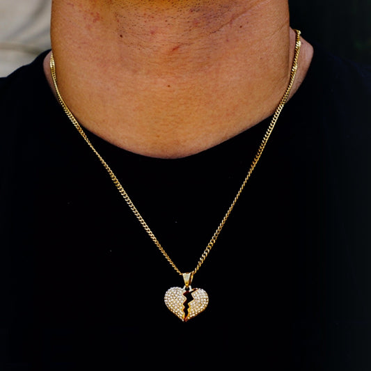 Iced Out Broken Heart Chain for Men