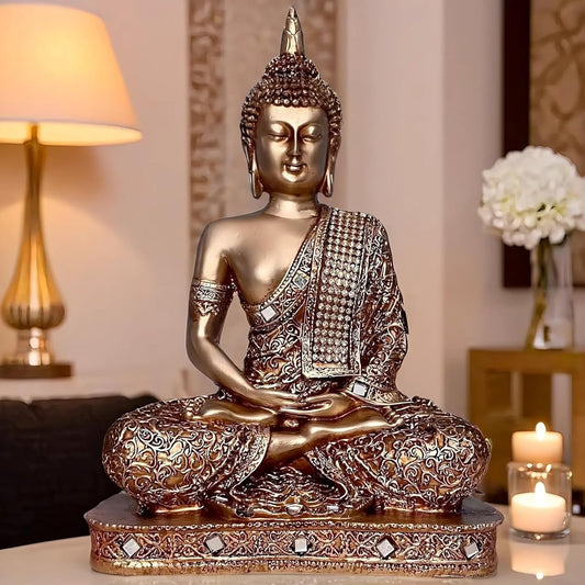 Golden Decorative Meditating Buddha Idol