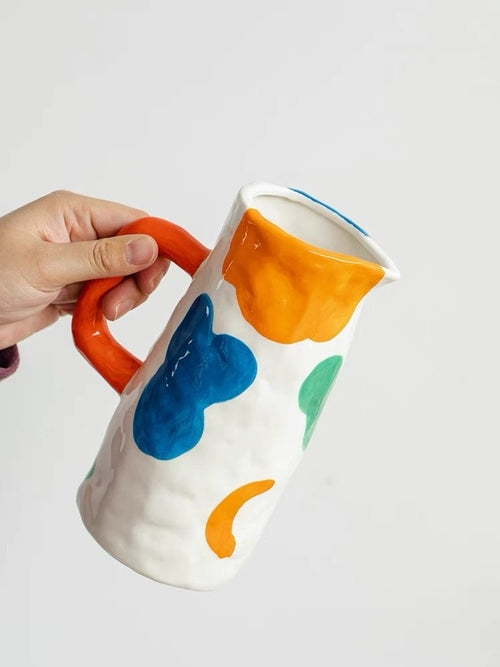 Handpainted Contemporary Abstract Ceramic Vase - Whimsical Eclectic Ce