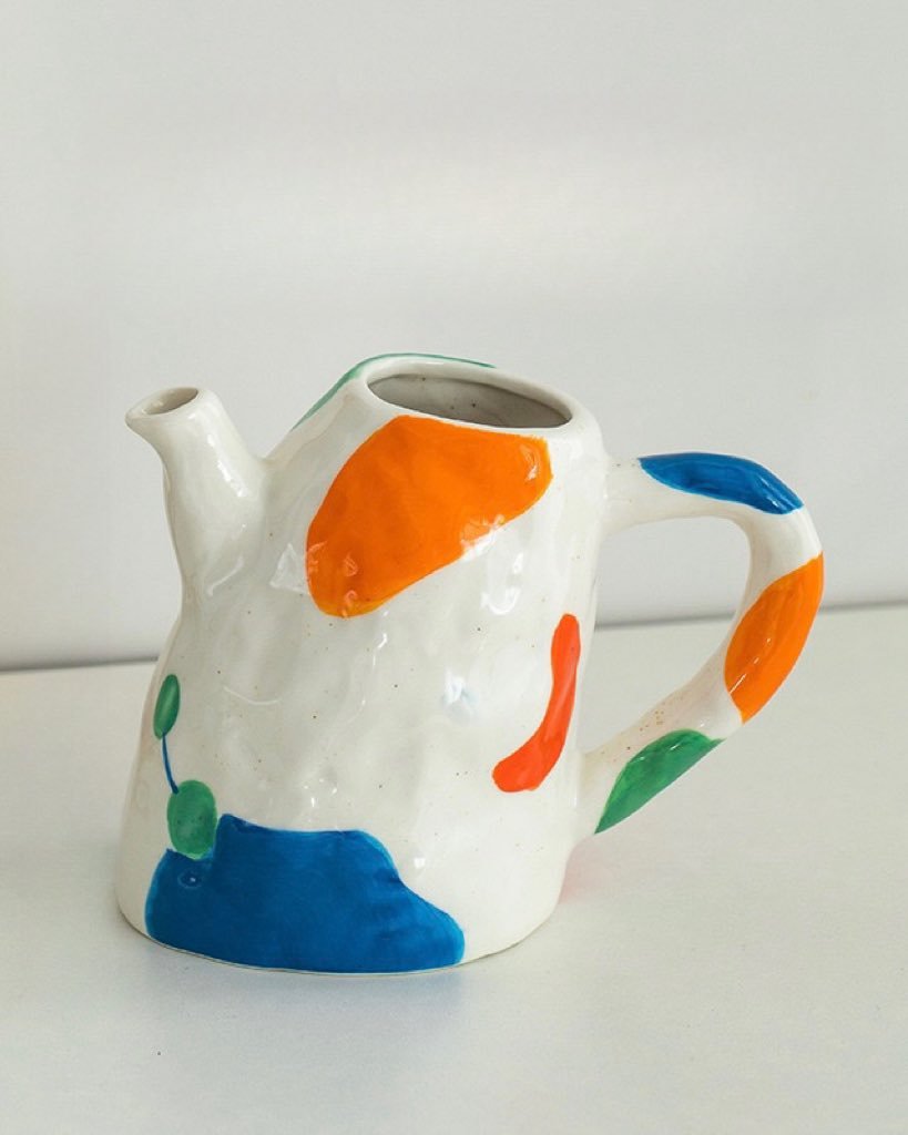 Handpainted Contemporary Abstract Ceramic Vase - Whimsical Eclectic Ce