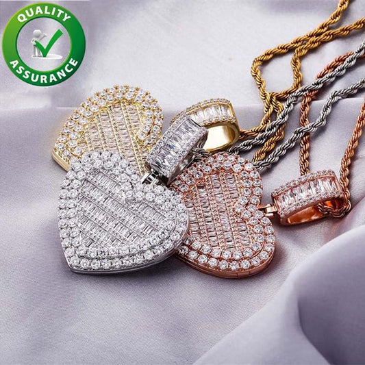 Iced Out Designer Heart Pendant and Chain