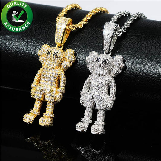 Iced Out Robot Designer Pendant and Chain