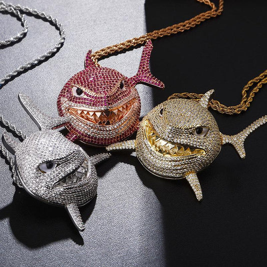 Iced Out Shark Pendant Chain for Men